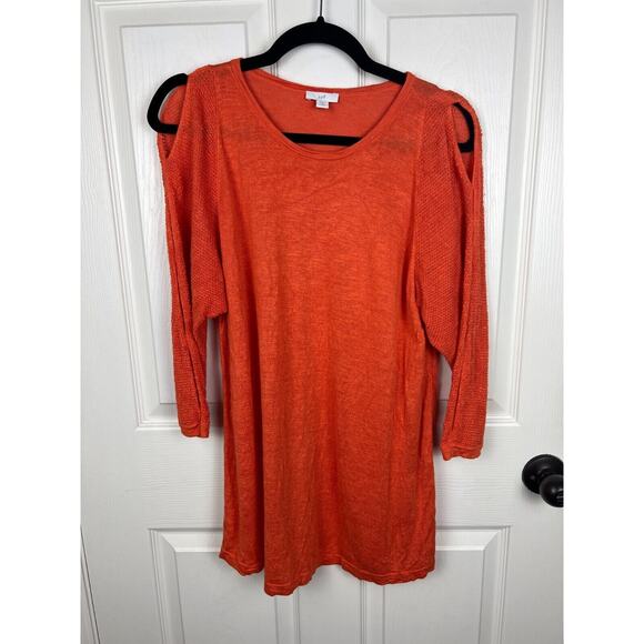 Women's J. Jill Zinnia Sweater Plus Size 1X Burnt Orange Linen Blend - Picture 7 of 8